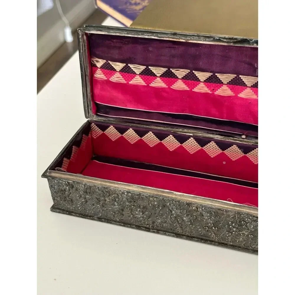 Vintage Fine Jewelry Box Heavy Celluloid box satin silk lined